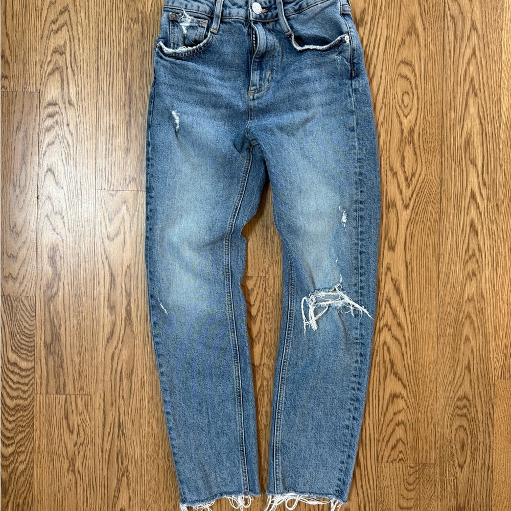 Zara Blue Distressed Boyfriend Jeans